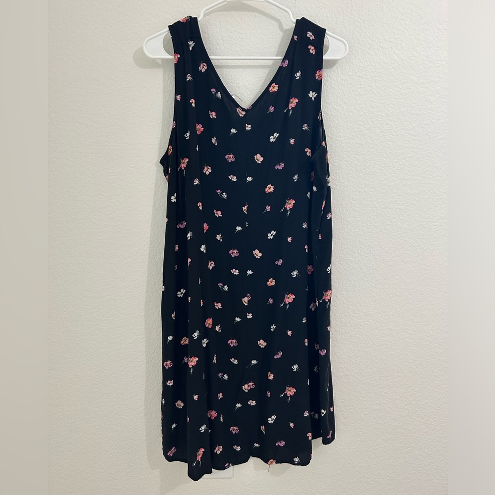 Black floral tank dress